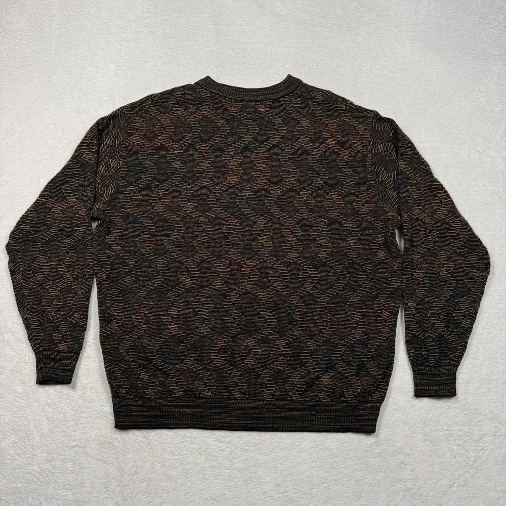 Vintage Tundra Canada Sweater Mens Large Multicolor 3D Knit Made‎ in Canada 90s